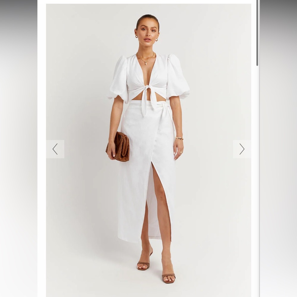 NWT DISSH 2 Pc. White Linen Skirt Set reformation like